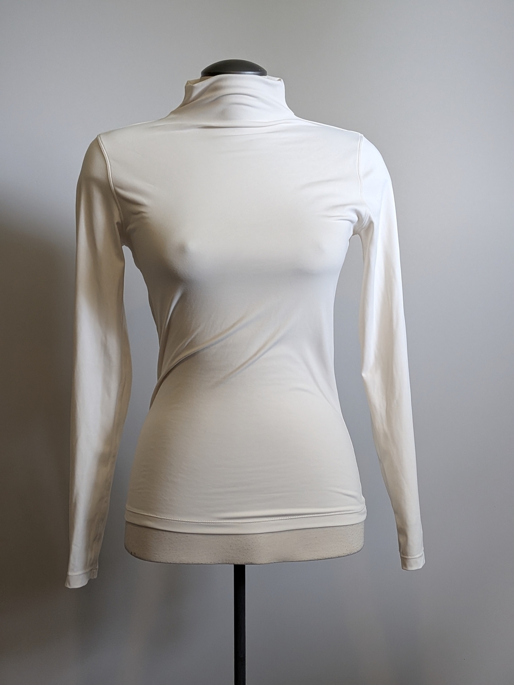 Off-White Butterly Soft Stretch Mock Neck Turtleneck Long Sleeve Top S/M